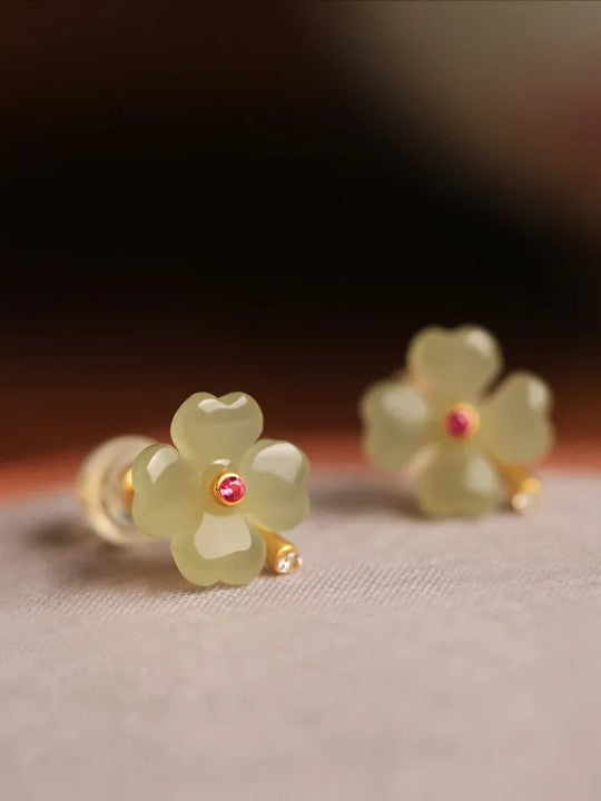 Pendientes Trébol de Jade – Suerte y Abundancia