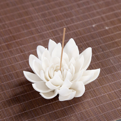 Quemador de incienso de loto en porcelana
